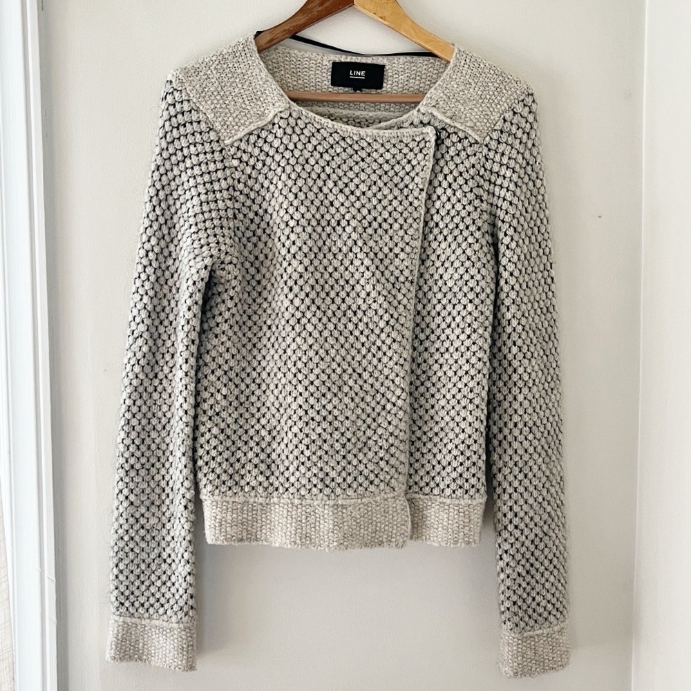 LINE The Label Wool Mohair Cardigan Grey Asymmetrical Knit Medium - Picture 2 of 9